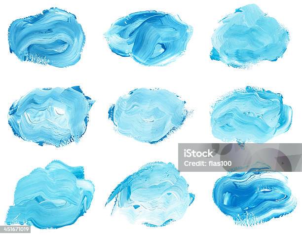 Set Of Acrylic Watercolor Brush Strokes Clouds Speech Bubbles Stock Photo - Download Image Now