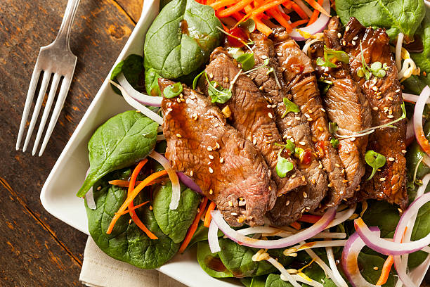 Asian style sliced beef and onion salad