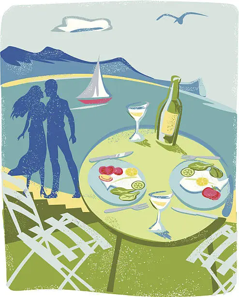 Vector illustration of Dining outdoors