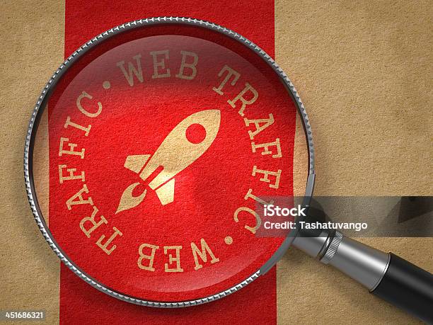 Magnifying Glass With Web Traffic Concept Stock Photo - Download Image Now - Growth, Speed, Traffic
