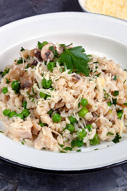 istock Mushroom Pea and Chicken Risotto with Parmesan 451687017