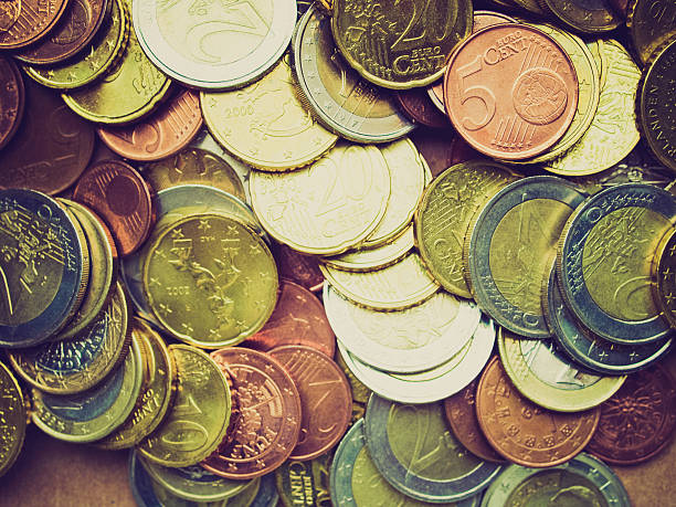 istock Euro coins retro looking 451690223