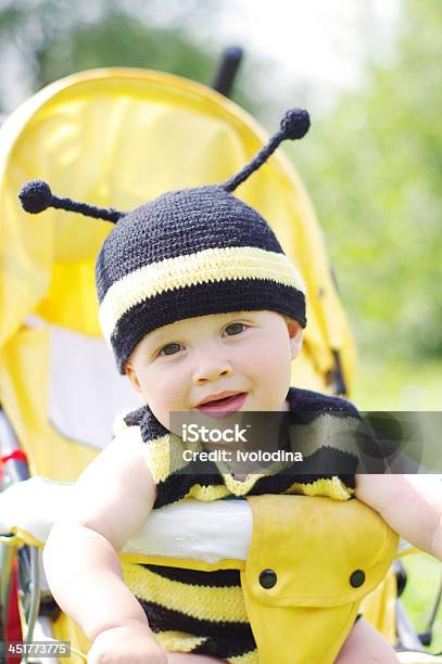 Funny Baby In Bee Costume On Buggy Stock Photo - Download Image Now - Baby - Human Age, Bee, Bee Costume