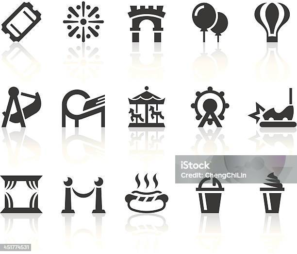 Amusement Park Icons Simple Black Series Stock Illustration - Download Image Now - Icon Symbol, Carousel, Merry-Go-Round