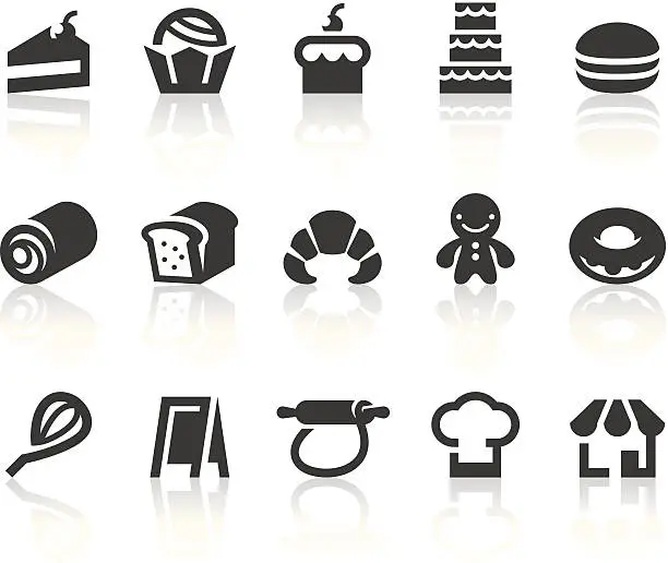 Vector illustration of Bake Shop Icons | Simple Black Series