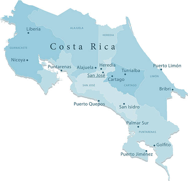 Costa Rica Vector Map Regions Isolated +++ puerto limon stock illustrations