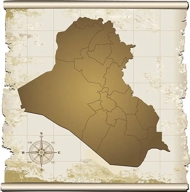 Vector illustration of Iraq grunge map
