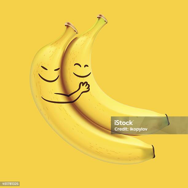 Engraçado Dormir Bananas - Arte vetorial de stock e mais imagens de Banana - Fruto tropical - Banana - Fruto tropical, Fundo amarelo, Abraçar
