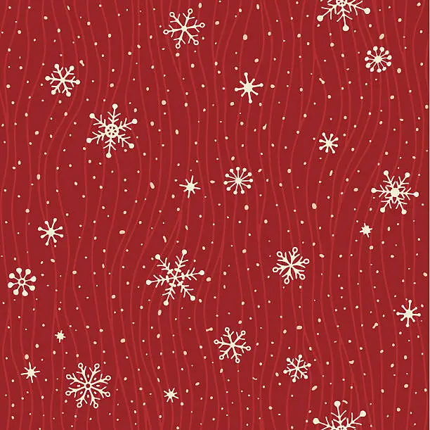 Vector illustration of A red and white card with seamless snowflake pattern 