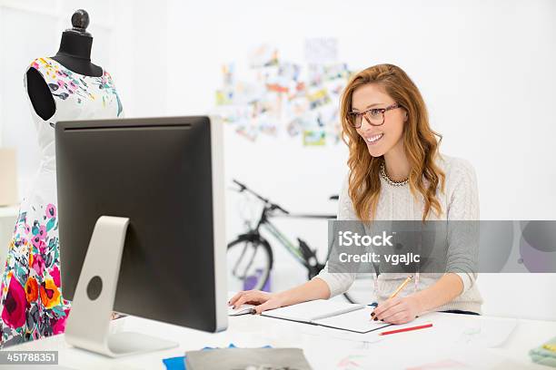 Female Designer At Work Stock Photo - Download Image Now - 20-29 Years, Adult, Adults Only