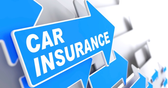 Car Insurance - Business Concept. Blue Arrow with \