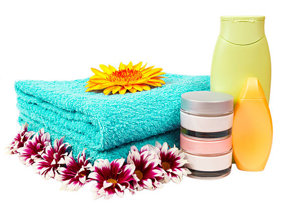 istock turquoise towel, nail polish, gerbera 451800737
