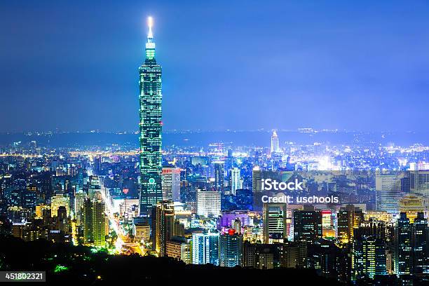 Taipei Taiwan Evening Skyline Stock Photo - Download Image Now - Capital Cities, City, Cityscape