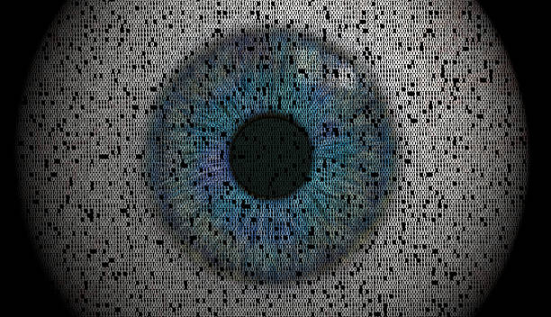 Eye image made from data collage Isolated eye made from ones and zeros. big brother orwellian concept photos stock pictures, royalty-free photos & images