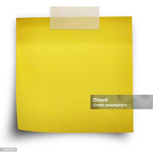 Yellow Sticker Paper Note With Scotch Strip Stock Photo - Download Image  Now - Document, Label, No People - iStock