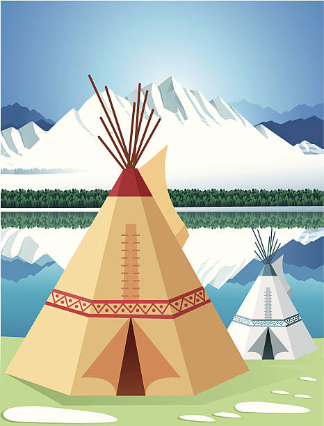 illustrazioni stock, clip art, cartoni animati e icone di tendenza di wigwam - wigwam tent north american tribal culture indigenous culture