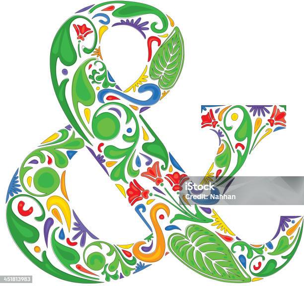 Kwiatowy Ampersand - Stockowe grafiki wektorowe i więcej obrazów Ampersand - Ampersand, Kwiat - Roślina, Wzór kwiatowy