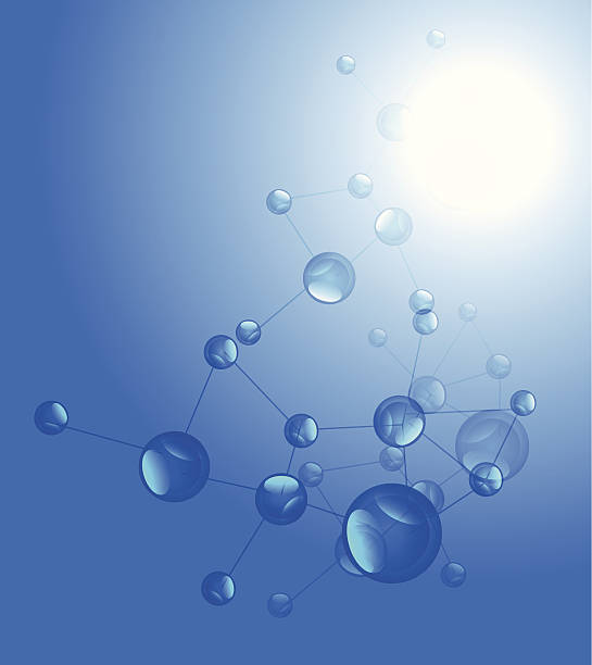 ilustraciones, imágenes clip art, dibujos animados e iconos de stock de vector fondo con moléculas azules - dna helix helix model symmetry