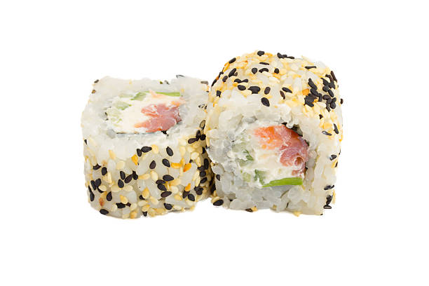 istock sushi roll with sesame isolated on white background 451819013
