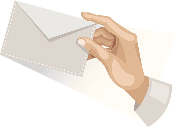 illustrations, cliparts, dessins animés et icônes de la main avec la lettre - mail postcard human finger letter