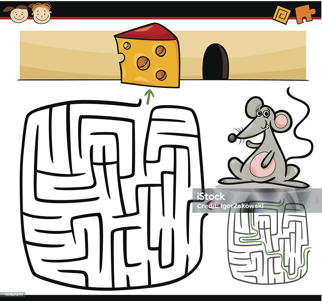Cartoon Maze For A Mouse To Get To Cheese With Answer Key Stock  Illustration - Download Image Now - iStock