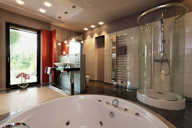 istock Luxury bathroom with bath and shower 451822901