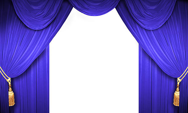 Open curtains of a theater stock photo