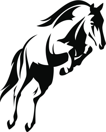 beautiful jumping horse black and white vector outline (high-resolution JPEG included)
