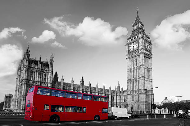 istock Big Ben with city bus in  London, UK 451828765