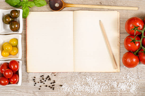 istock Old book with advertising space and wooden spoon 451829905