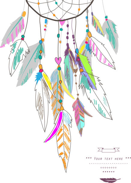 ilustrações de stock, clip art, desenhos animados e ícones de caça-sonhos, ilustração vetorial - native american north american tribal culture symbol dreamcatcher