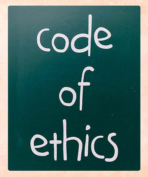 "Code of ethics" handwritten with white chalk on a blackboard "Code of ethics" handwritten with white chalk on a blackboard code of ethics stock pictures, royalty-free photos & images
