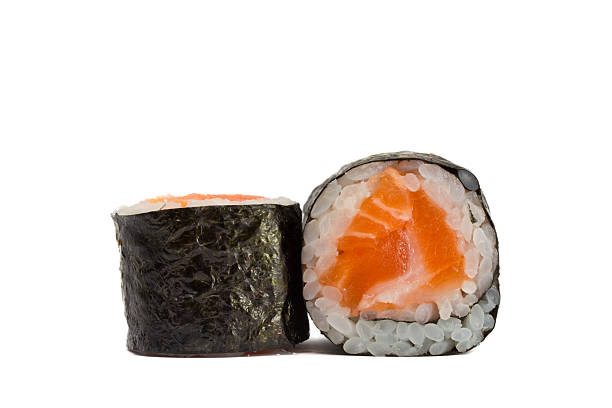 istock sushi roll in nori with salmon isolated on white background 451836997