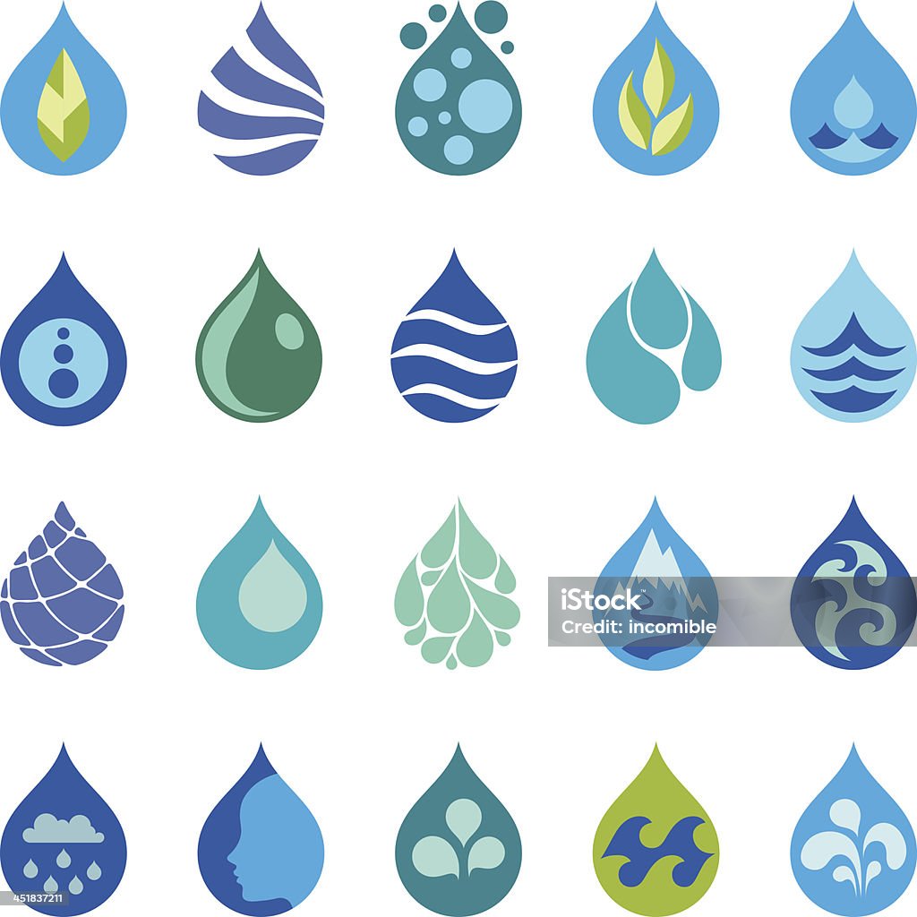 Wasser Tropfen Symbole und design-Elemente. - Lizenzfrei Icon Vektorgrafik