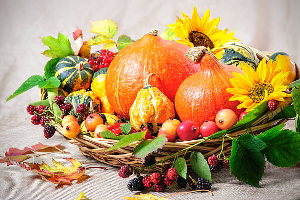 istock Harvesting arrangement of pumpkins 451837871