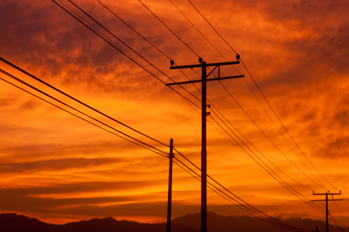 Silhouette of powerlines