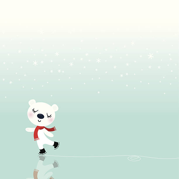 Polar bear skating vector art illustration