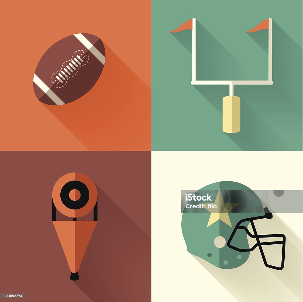 Vector illustration of football symbols Flat football symbol icons. EPS 10 file. Transparency effects used on highlight elements. American Football - Sport stock vector