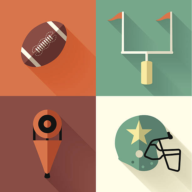 Vector illustration of football symbols Flat football symbol icons. EPS 10 file. Transparency effects used on highlight elements. goal post stock illustrations