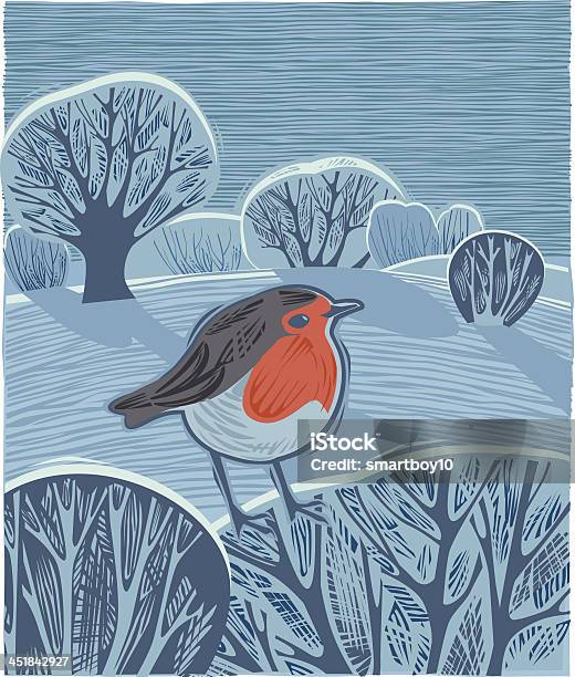 Festive Winter Landscape Stock Illustration - Download Image Now - Winter, Woodcut, Christmas