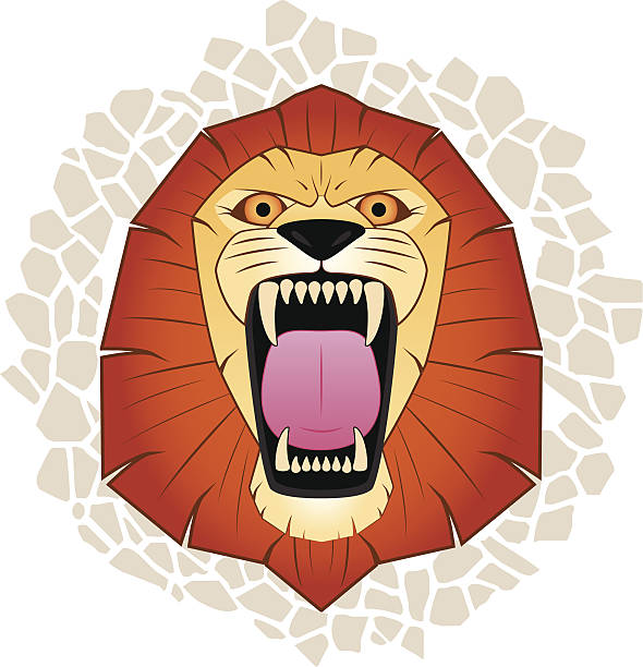 Gatto Leone selvaggio Beast Predator re della giungla Roar - illustrazione arte vettoriale