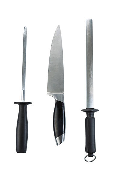 istock Large Kitchen Knife and Sharpeners on White Background 451846135