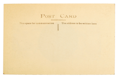 Blank Antique Back of Postcard Isolated on White Background