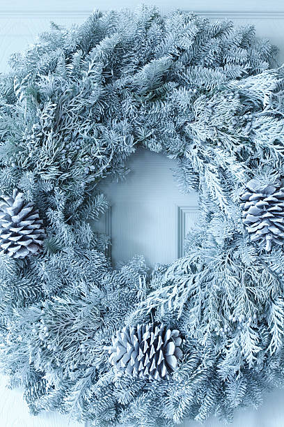 Christmas Wreath on White Door