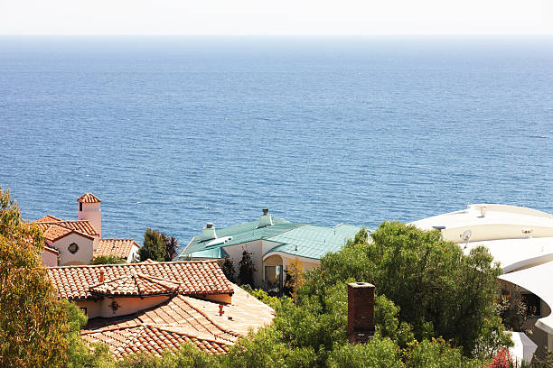 Modern luxury home rooftops along the Pacific Ocean coast.  Malibu, California, 2013.