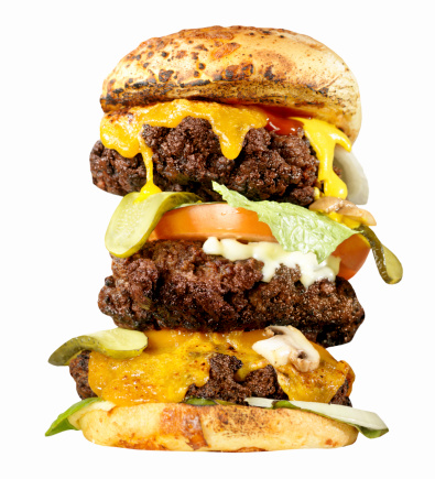 A Triple Cheese Burger with all the fixings - Photographed on Hasselblad H3D2-39mb Camera