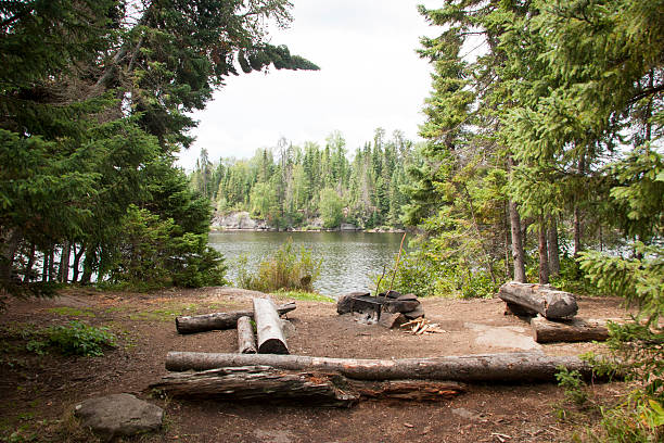 boundary waters campsite - boundary waters canoe area imagens e fotografias de stock