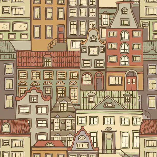 Vector illustration of Seamless city pattern