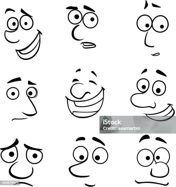 Cartoon Faces With Emotions Stock Illustration - Download Image Now - Cartoon, Emotion, Facial Expression