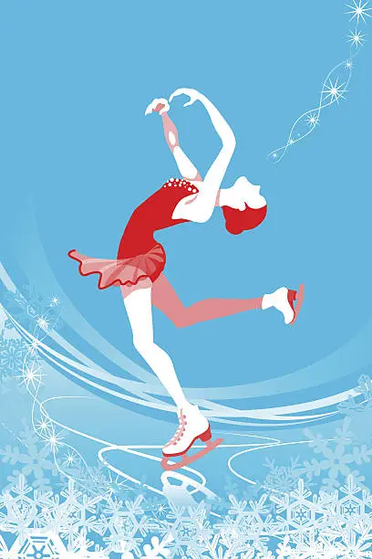 Vector illustration of Figure Skating woman -blue color